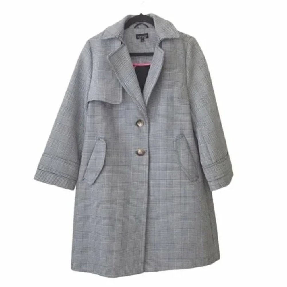 Topshop Pow Bonded Houndstooth Print Coat